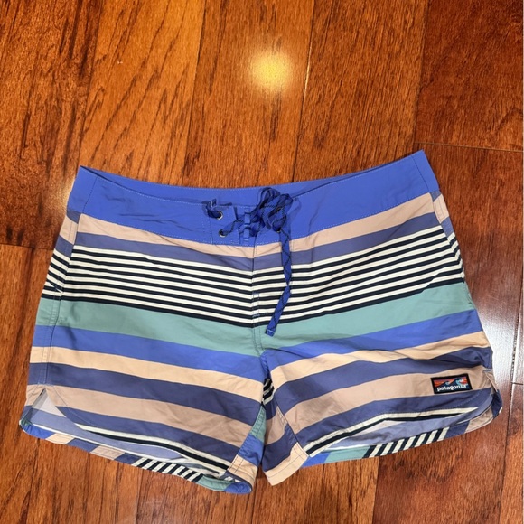 Patagonia NetPlus Blue Striped Swim Shorts - Picture 1 of 3